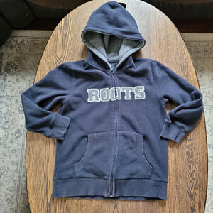 Roots Blue Fleece Zip-Up Hoodie Jacket Size Boys Medium 7-8 Years